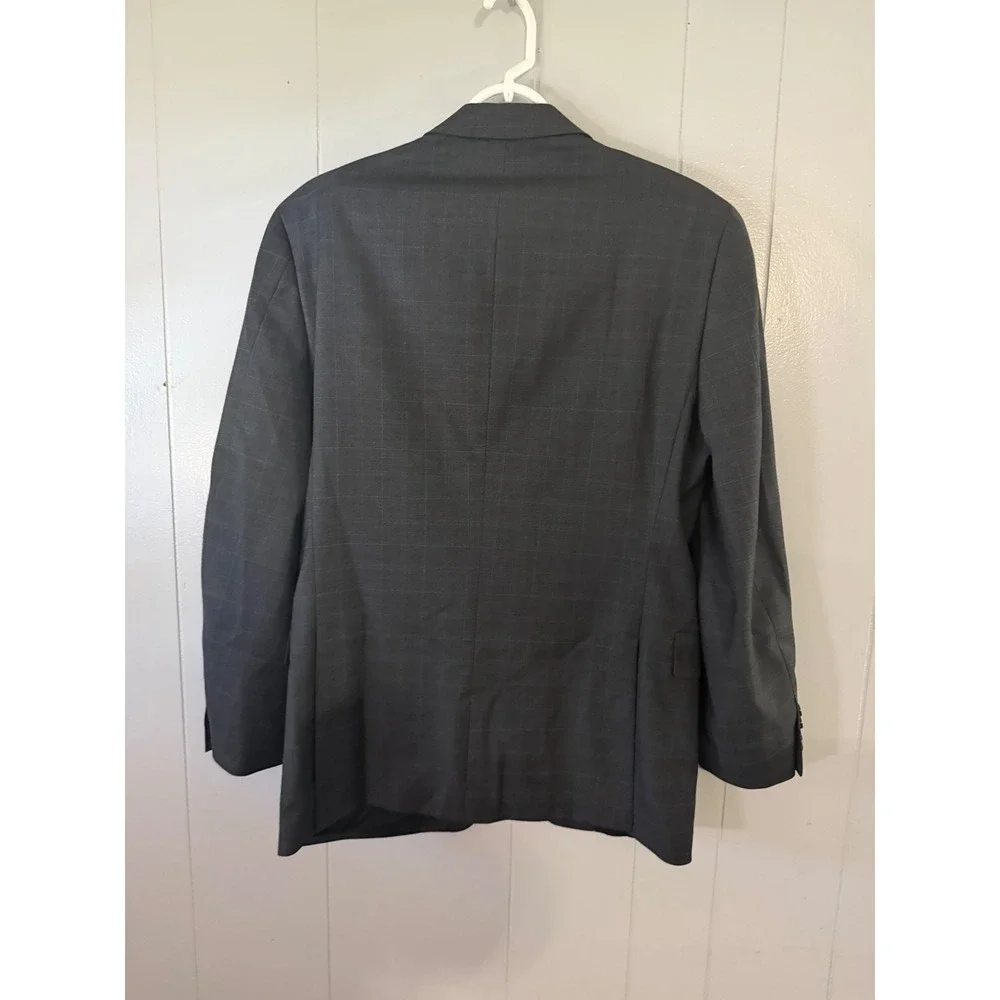 Tommy Hilfiger Blazer Mens 38R TH Flex Gray Windowpane Plaid Wool Blend EUC